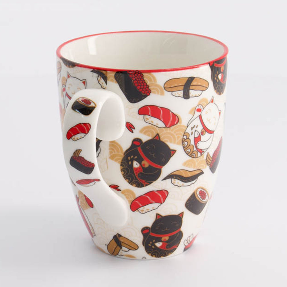 Kawaii Lucky Cat Mug W/Giftbox Cat/Sushi 8.5x10.2cm 340ml