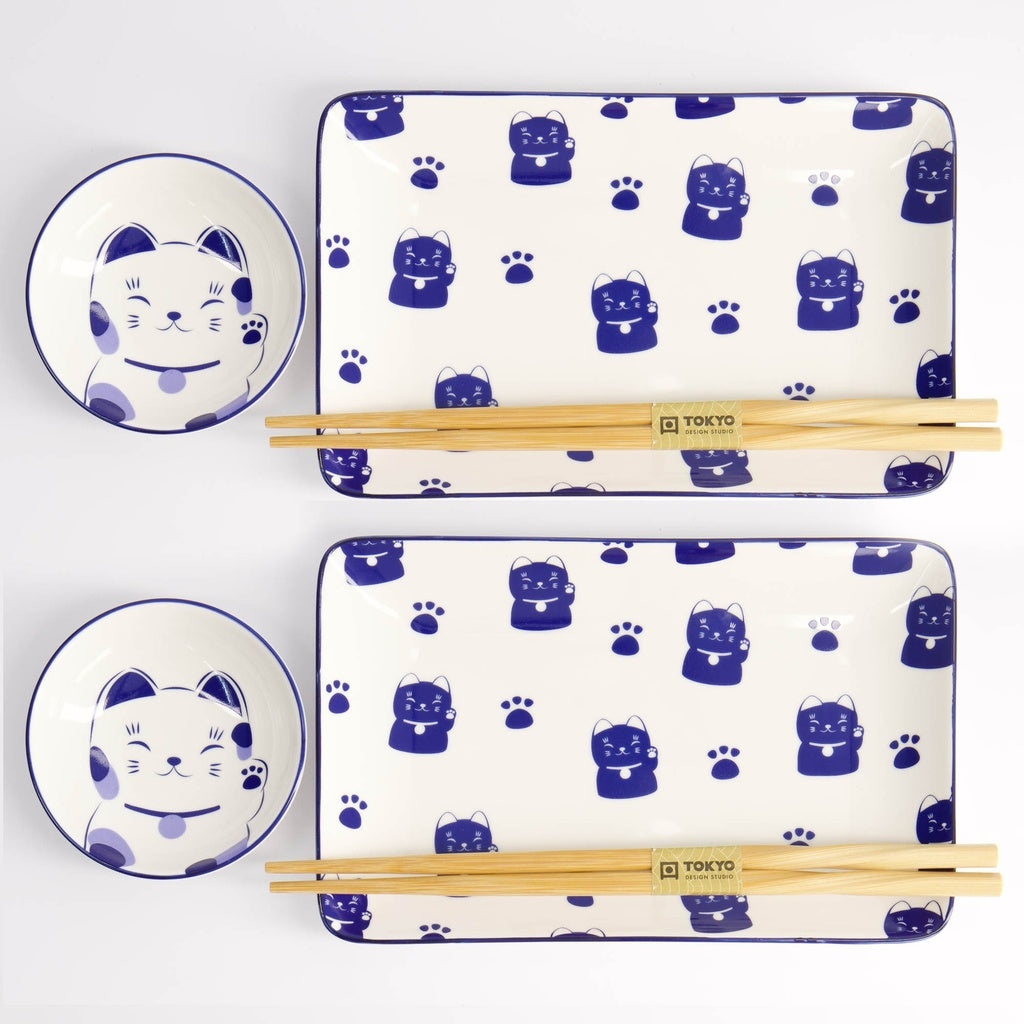 Kawaii Blue Maneko Sushi Giftset 6pcs