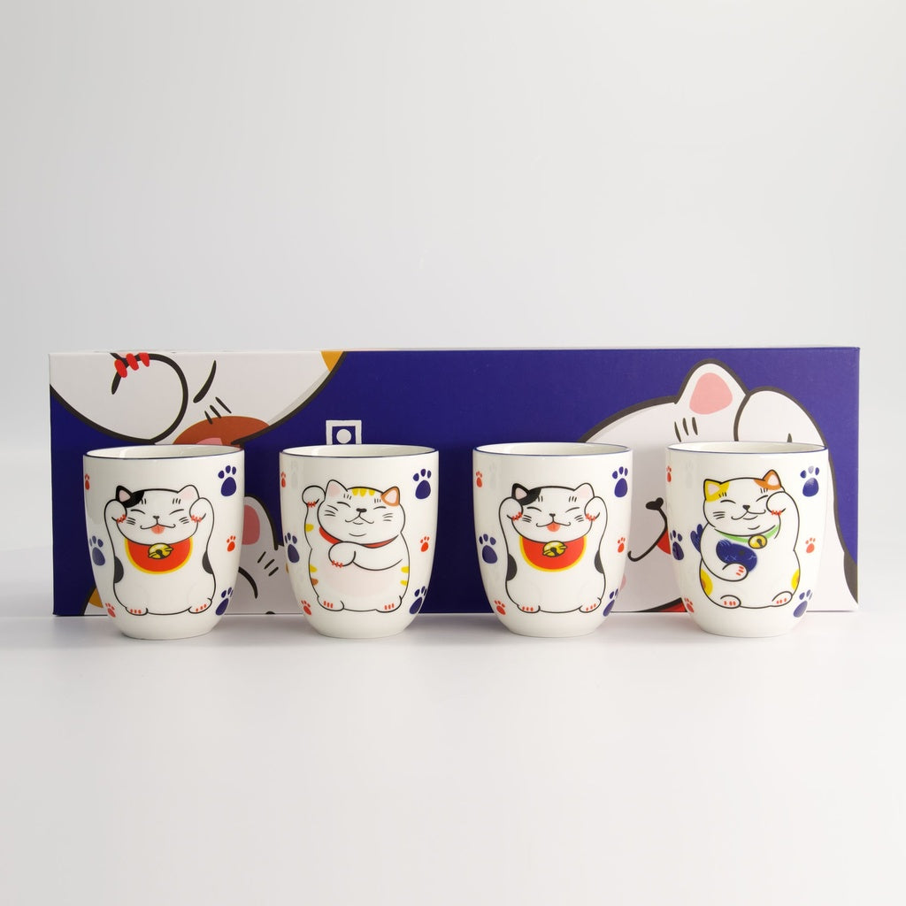 Kawaii Lucky Cat Cup Giftset 4pcs 7x8cm
