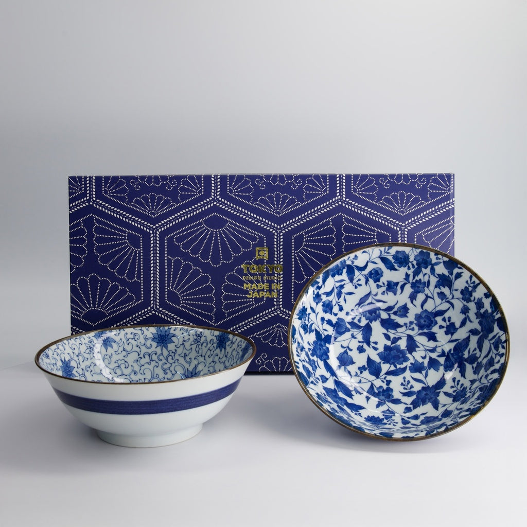 Haru Blue Mixed Ramen Bowls 2pcs Giftset