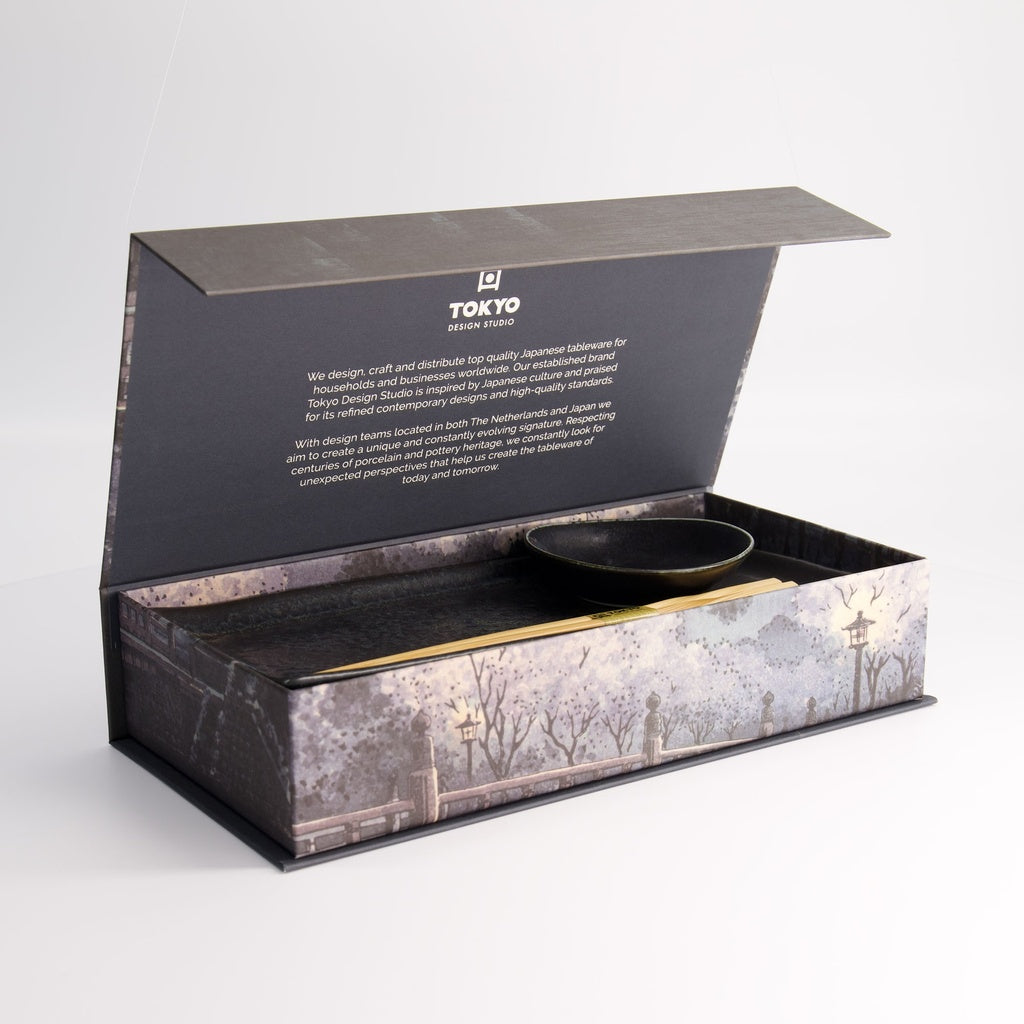 Onyx Noir Sushi Set 2pcs w/ chopsticks