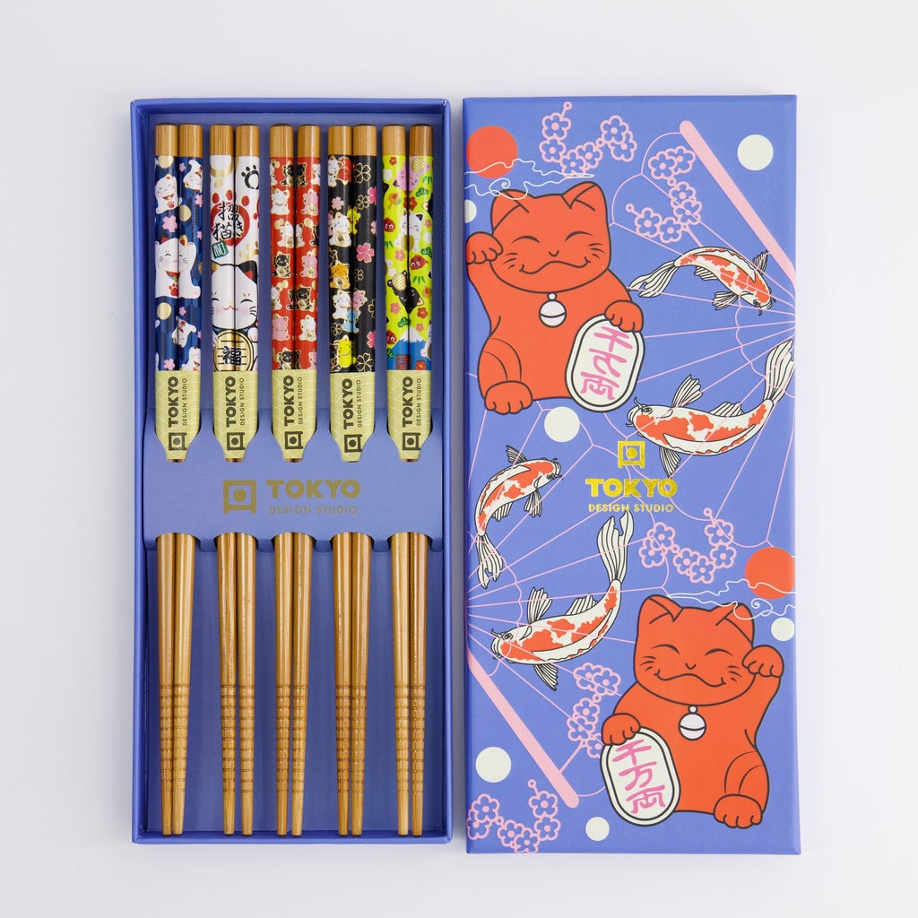 Chopstick Giftset/5 Lucky Cat/Carp