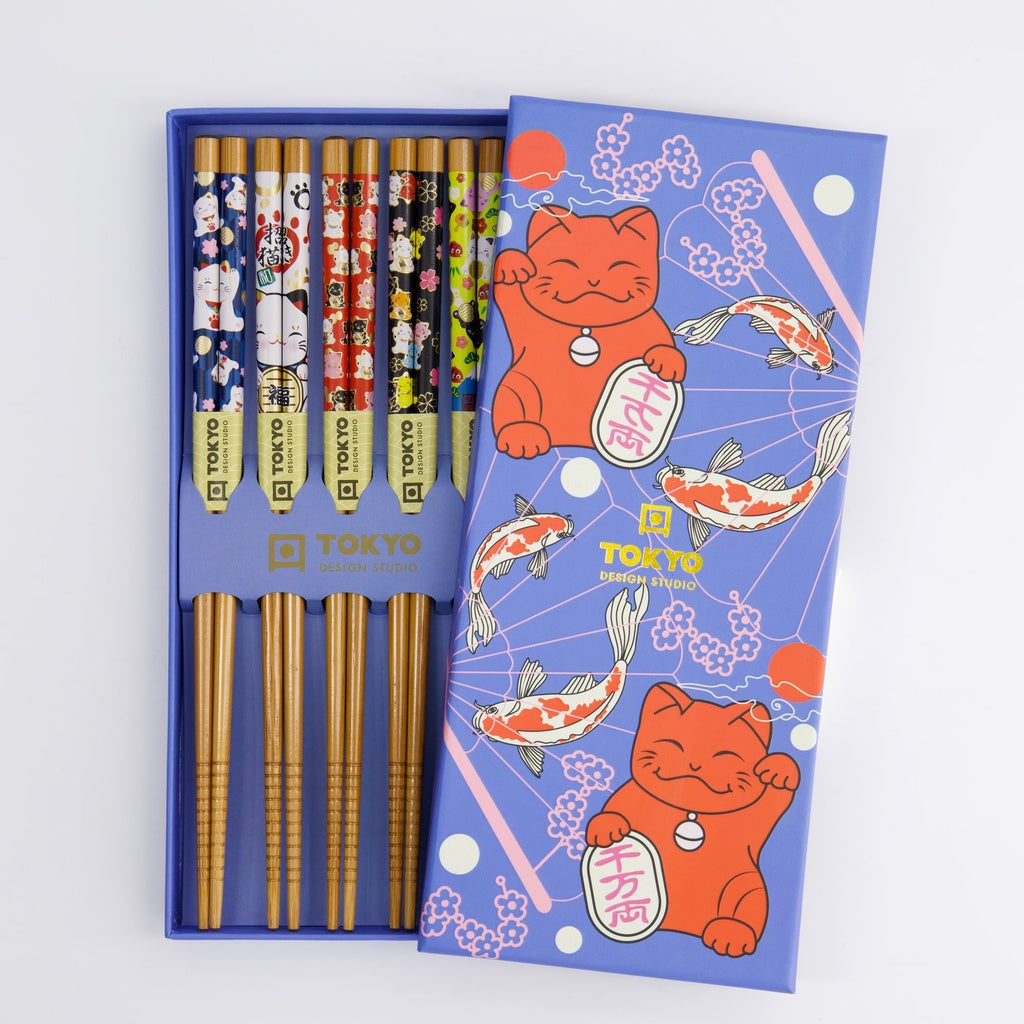 Chopstick Giftset/5 Lucky Cat/Carp