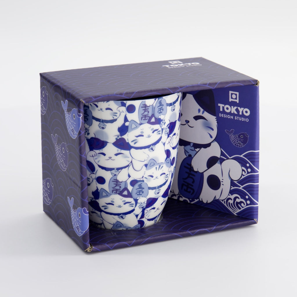 Kawaii Blue Maneko Mug W/Giftbox