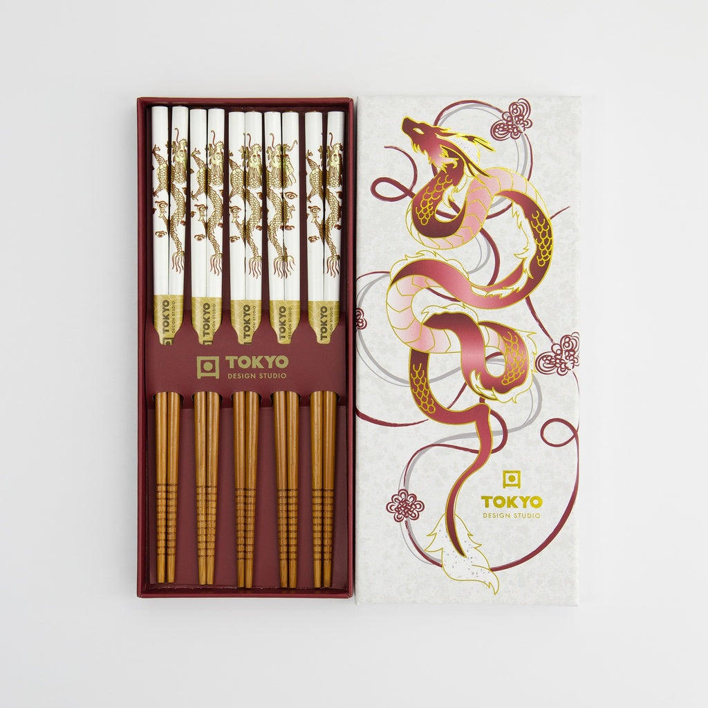 Chopstick Giftset/5 Red Dragon