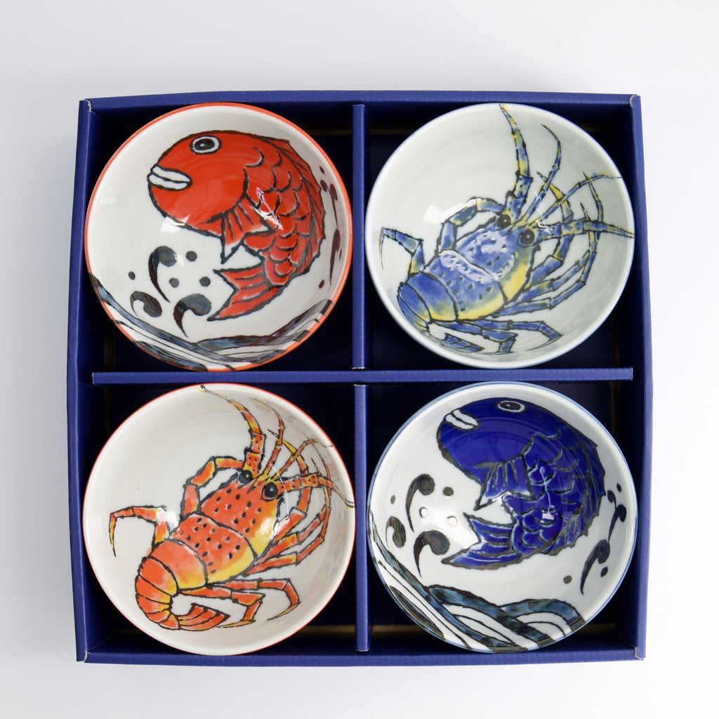 Seafood Bowl Giftset 4pcs 13.2x7.3cm 500ml Lobster & Snapper