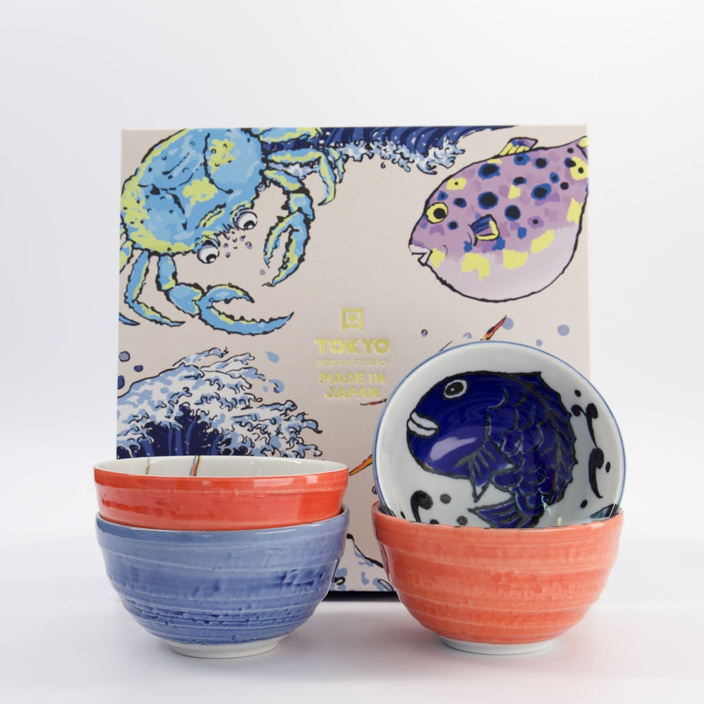 Seafood Bowl Giftset 4pcs 13.2x7.3cm 500ml Lobster & Snapper