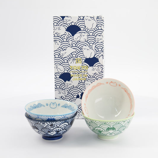 Kawaii Anime Cat Ricebowl Giftset 4pcs