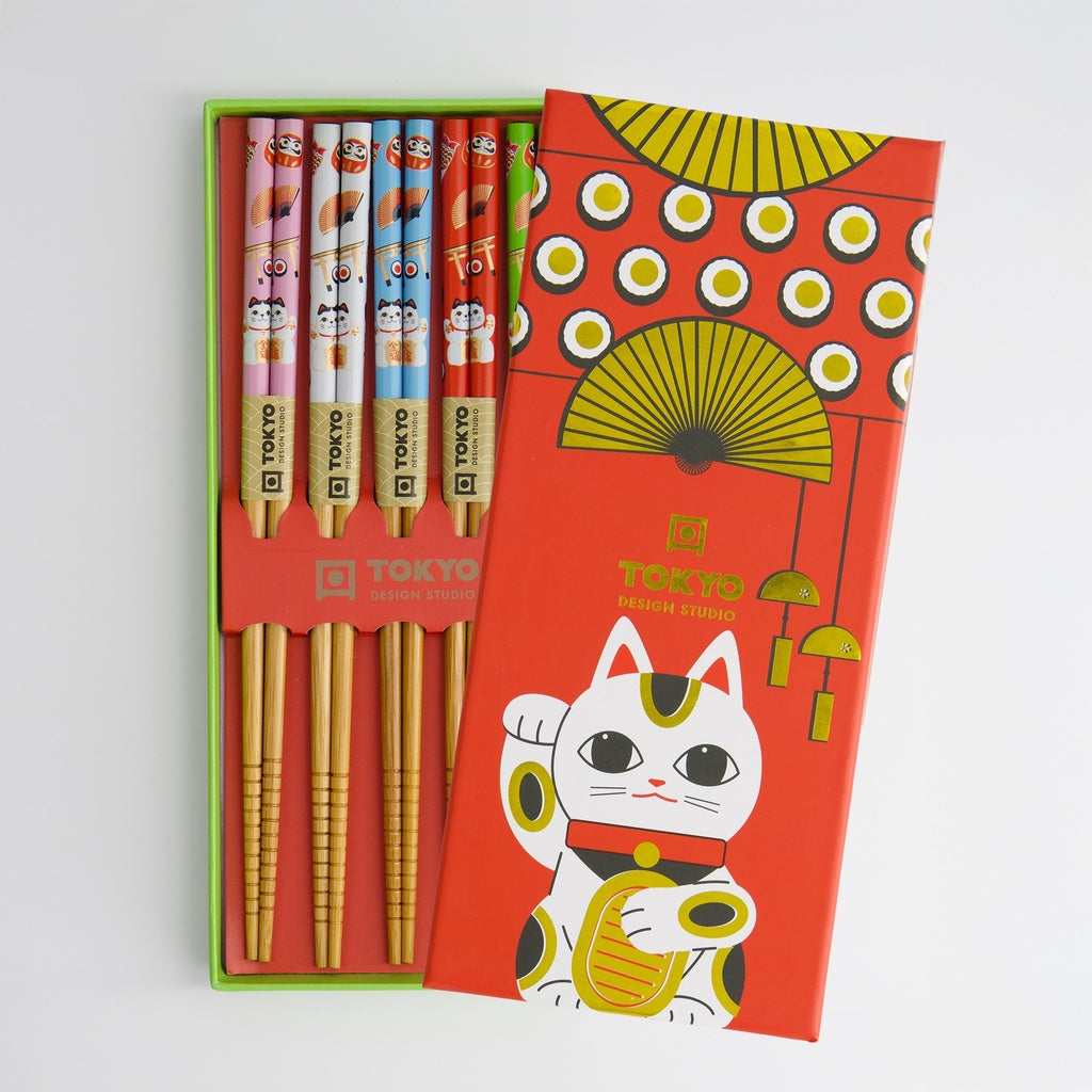 Chopstick Giftset/5 Lucky Cat
