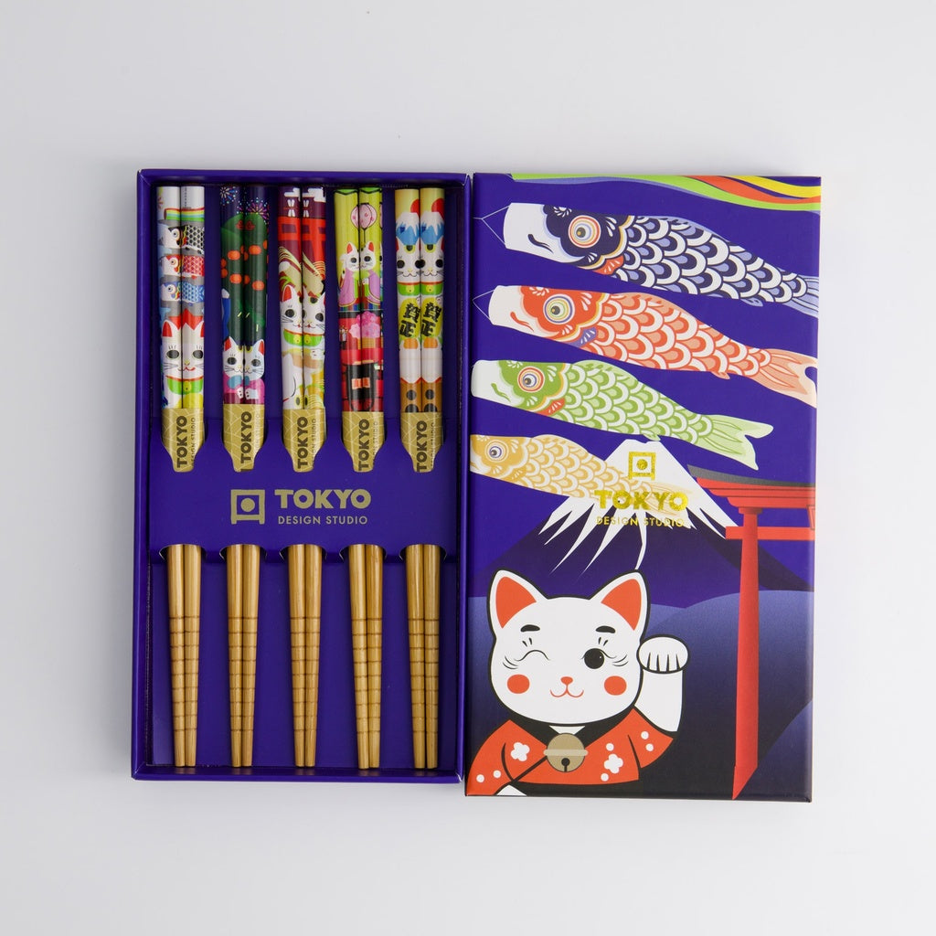 Children Chopstick Giftset/5 Lucky Cats & Koinobori