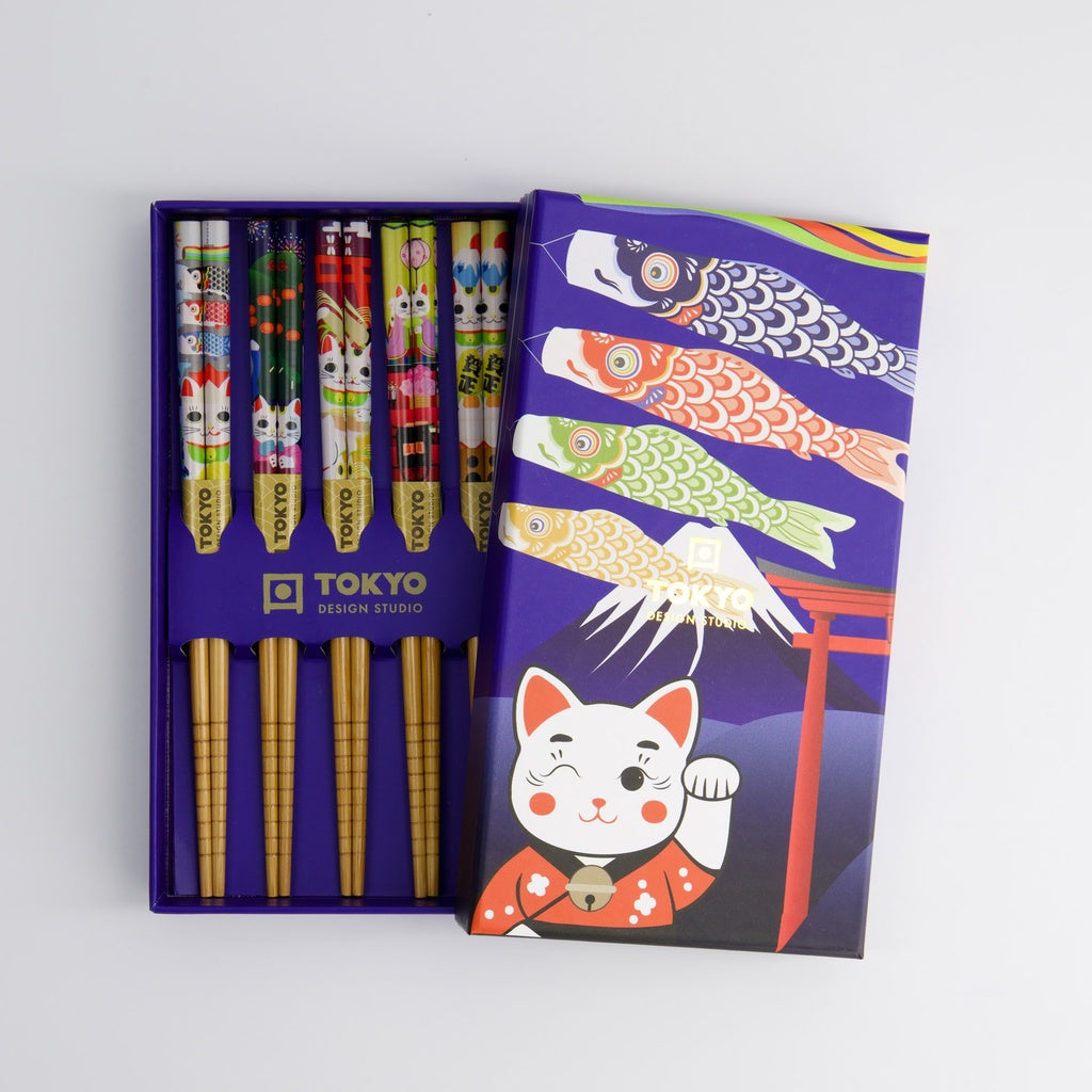 Children Chopstick Giftset/5 Lucky Cats & Koinobori