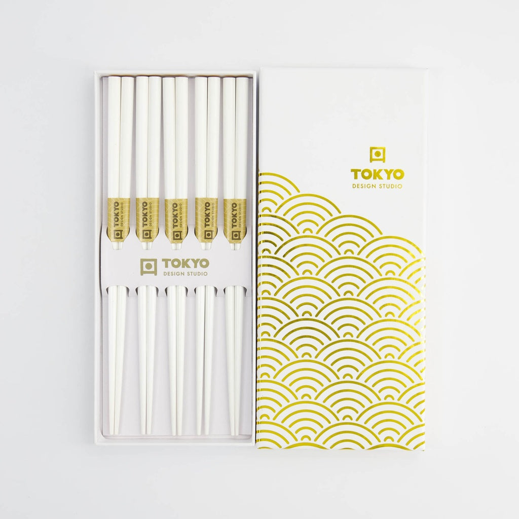 Chopstick Giftset/5 Gold Wave