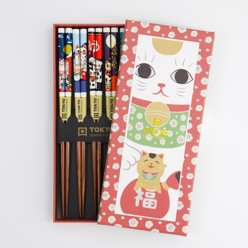 Chopstick Giftset/5 Lucky Cats