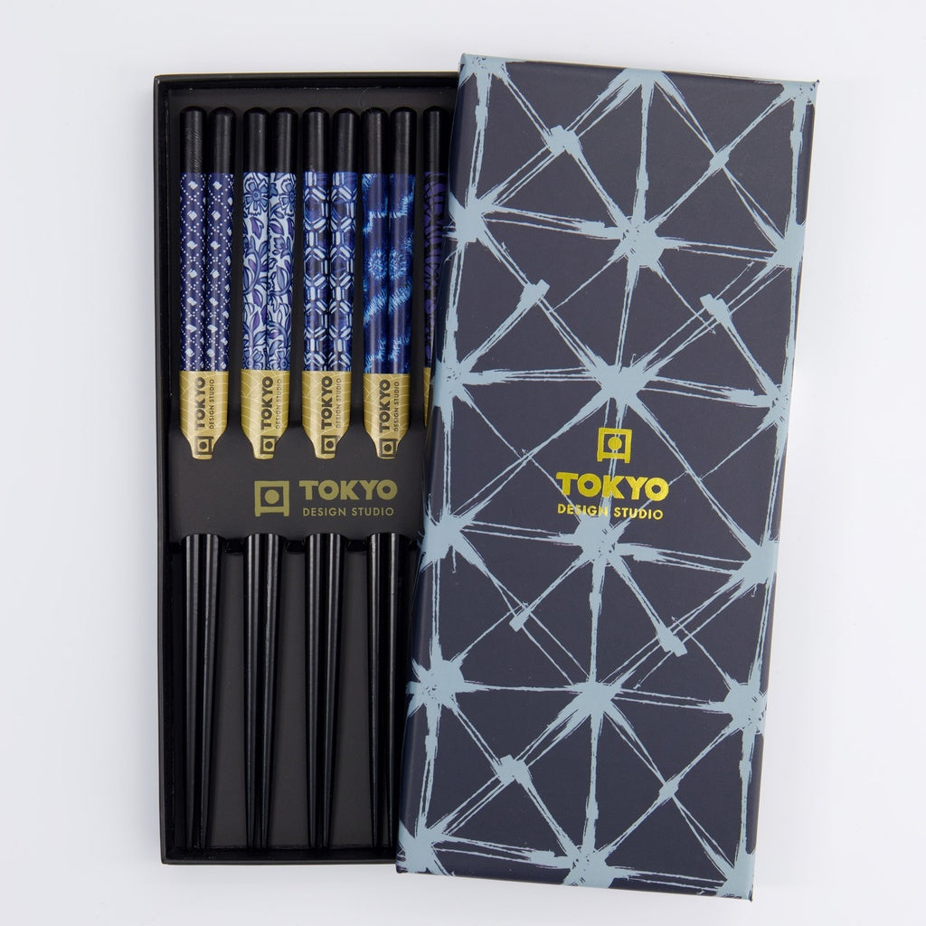 Chopstick Giftset/5 Blue Mixed Designs