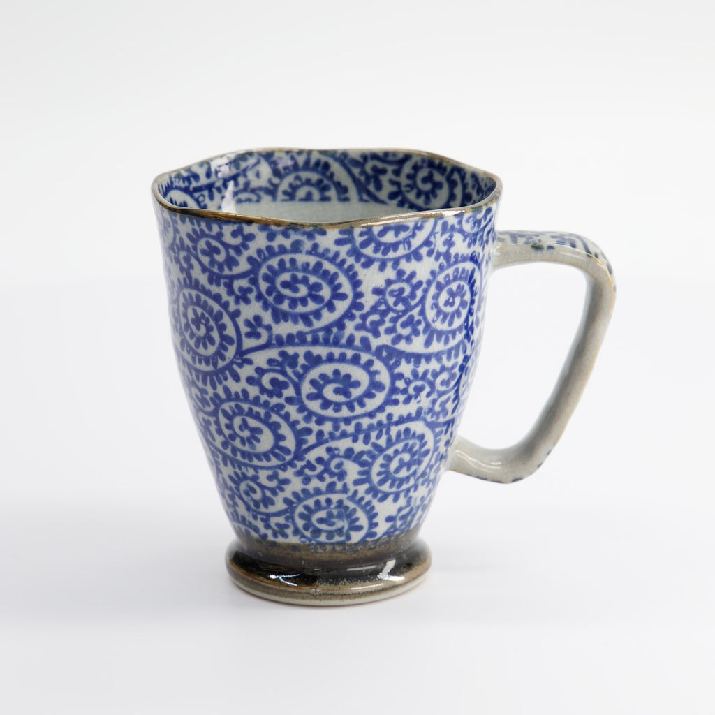 Mug 9x11cm 400ml Blue/Grey Karakusa