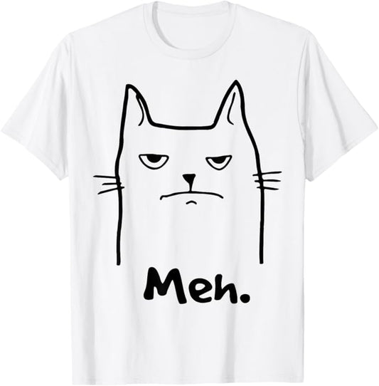 Funny Cute Meh Cat Meow Kitty Lover Japanese Kawaii Anime T-Shirt
