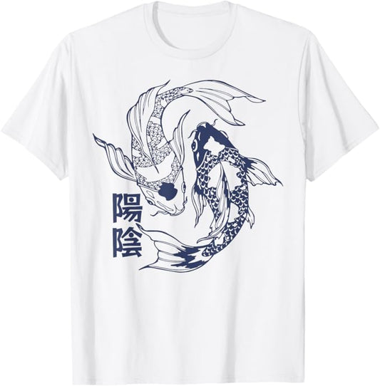 Koi Carp Fish Japan Kanji Japanese Retro Aesthetic Asian Art T-Shirt