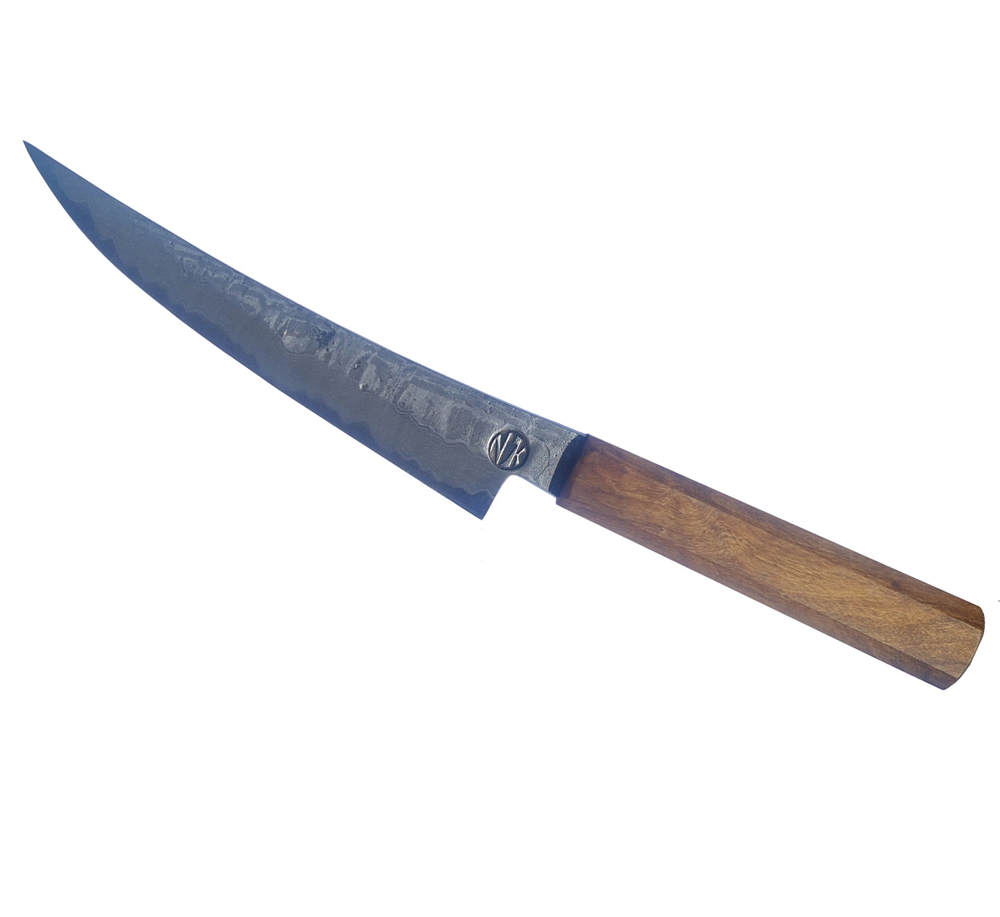 Locally Forged Damascus filleting / boning Knife Oak handle (100Lyr Kurouchi finish)