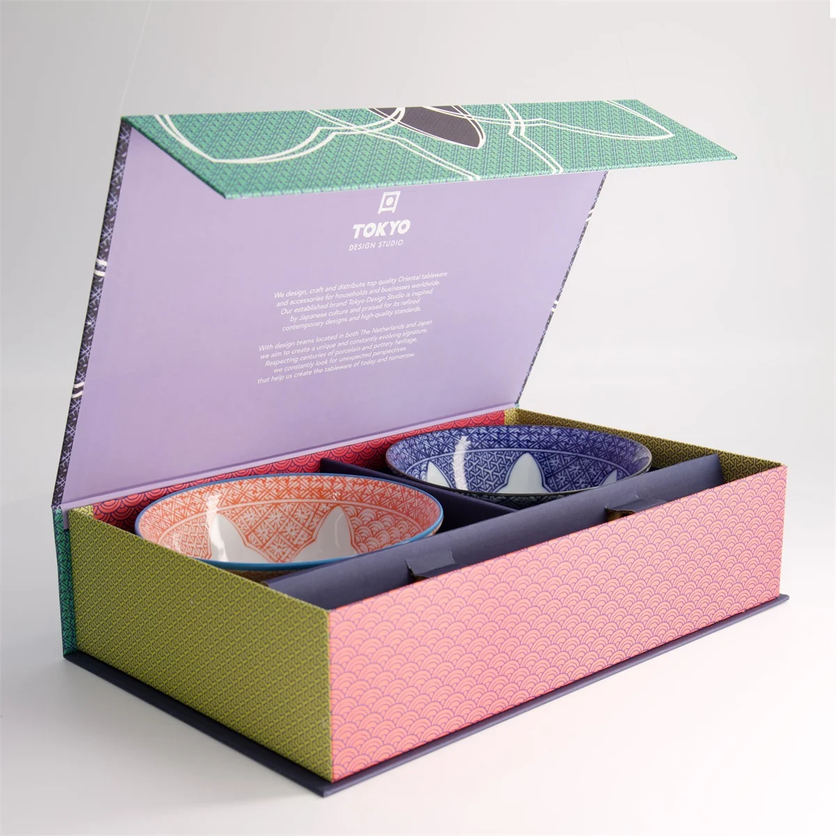 Lily Flower 2pcs Bowl Giftset Rd/Bl 14.8x6.8cm 550ml