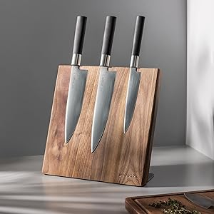 Navaris Wooden Magnetic Knife Holder - Universal Wood Magnetic Block & Organiser for Knives, Scissors, Kitchen Cutlery