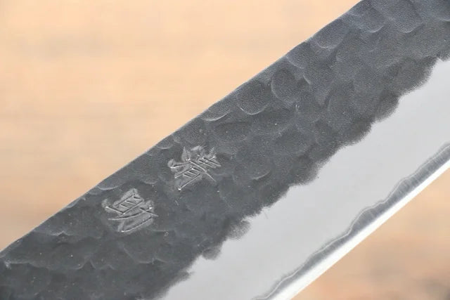 Seisuke Kurobeni Blue Super Hammered Kurouchi Santoku - 185mm - Red Pakka Wood Handle