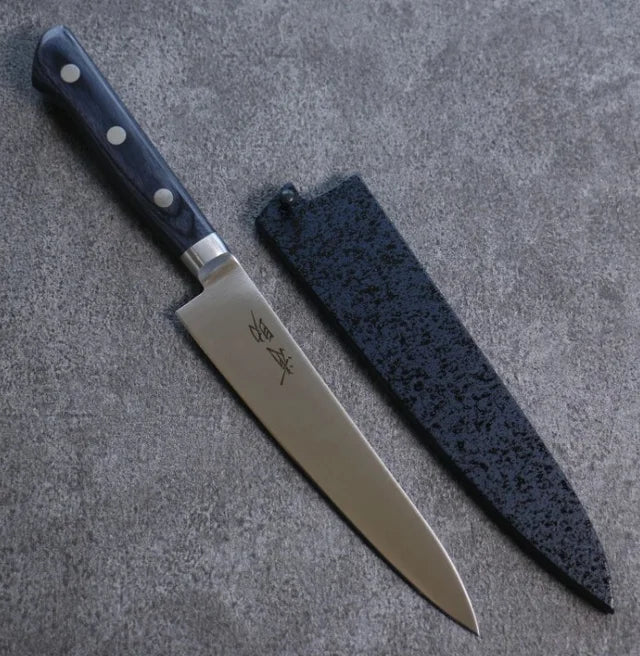 Seiten Molybdenum Petty-Utility Knife 150mm Navy blue Pakka wood Handle with Sheath