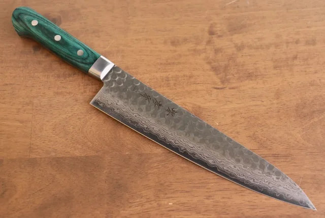 Sakai Takayuki VG10 17 Layer Damascus Gyuto 240mm Green Pakka wood Handle
